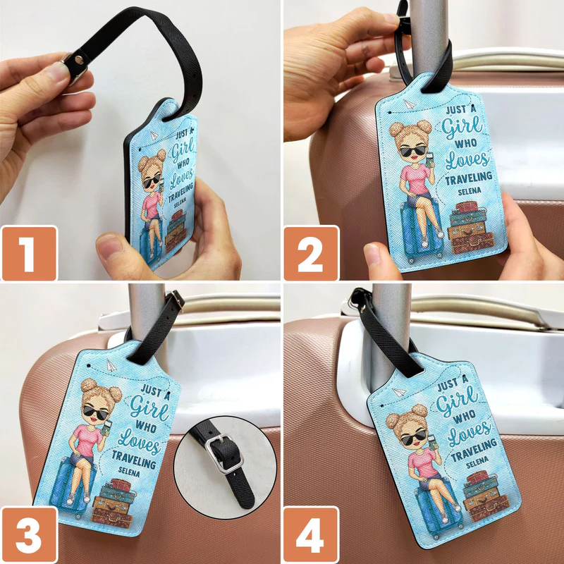Personalized Leather Luggage Tag, It's On My List Quote with Suitcases, Creative Gift for Vacation Lovers