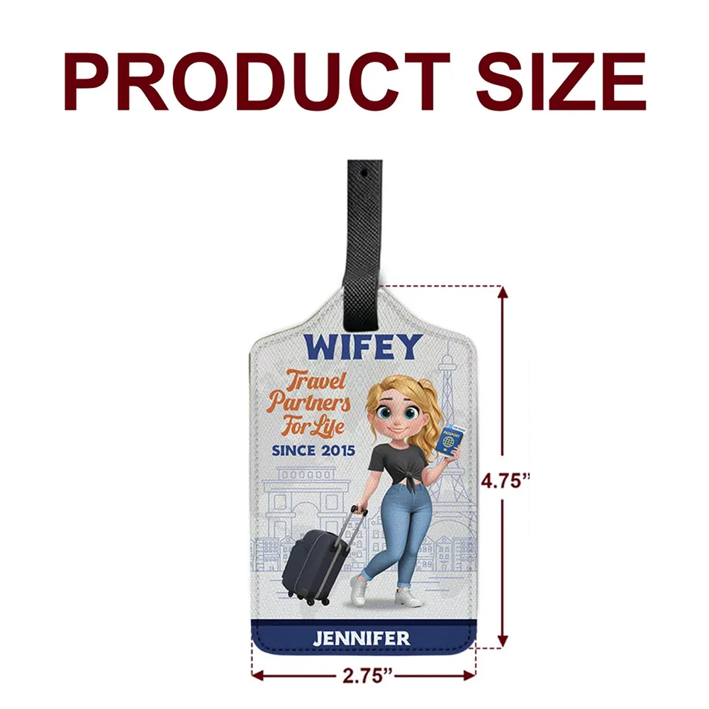 Custom Leather Luggage Tag, Travel Partners For Life With Suitcases, Creative Gift for Partner