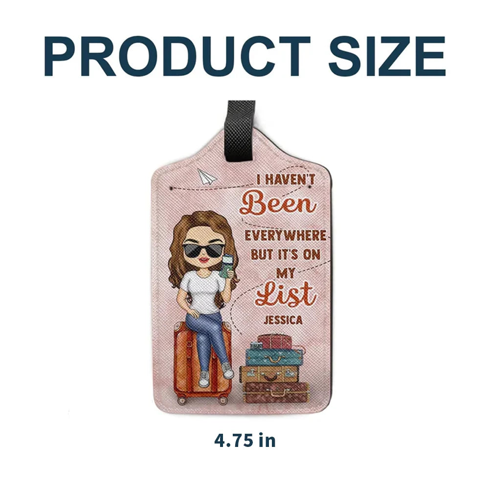 Personalized Leather Luggage Tag, It's On My List Quote with Suitcases, Creative Gift for Vacation Lovers
