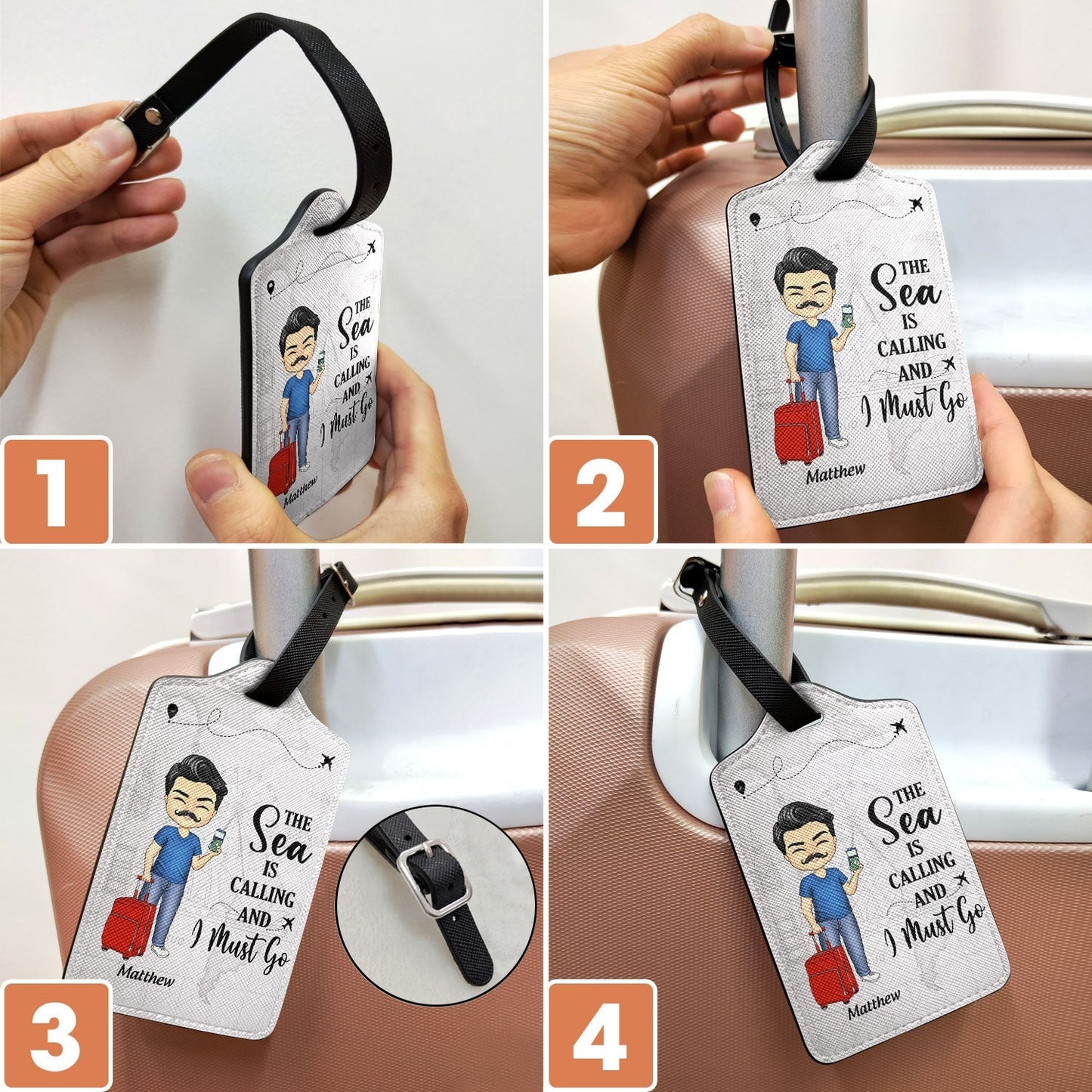 Personalized Leather Luggage Tag for Girls Who Love Traveling – Cute Cartoon Traveler, Easy to Spot, Unique Travel Gift