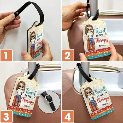 Personalized Leather Luggage Tag And So The Adventure Begins Cute Traveler Girl Design Unique Travel Gift Easy to Spot
