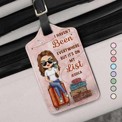 Personalized Leather Luggage Tag, It's On My List Quote with Suitcases, Creative Gift for Vacation Lovers