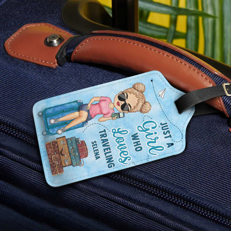 Personalized Leather Luggage Tag, It's On My List Quote with Suitcases, Creative Gift for Vacation Lovers
