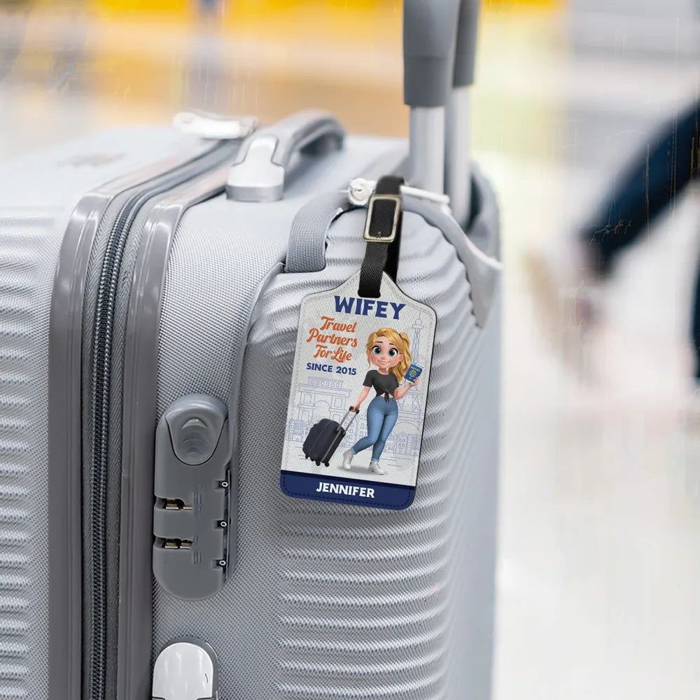 Custom Leather Luggage Tag, Travel Partners For Life With Suitcases, Creative Gift for Partner