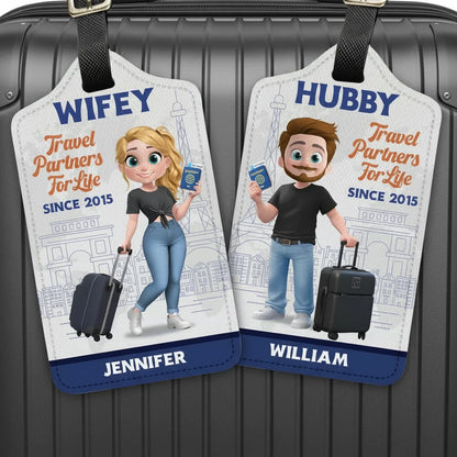 Custom Leather Luggage Tag, Travel Partners For Life With Suitcases, Creative Gift for Partner