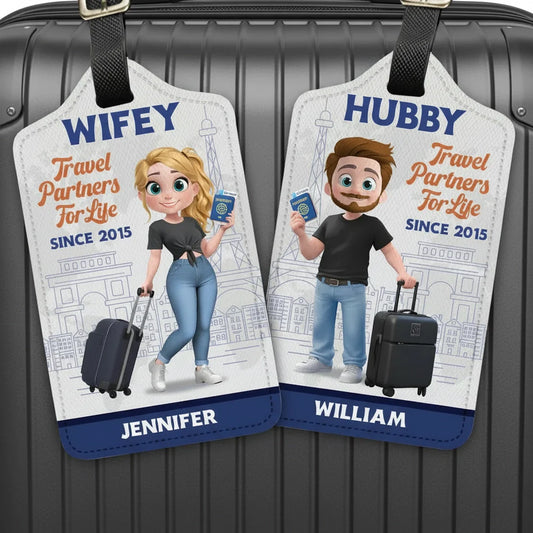 Custom Leather Luggage Tag, Travel Partners For Life With Suitcases, Creative Gift for Partner