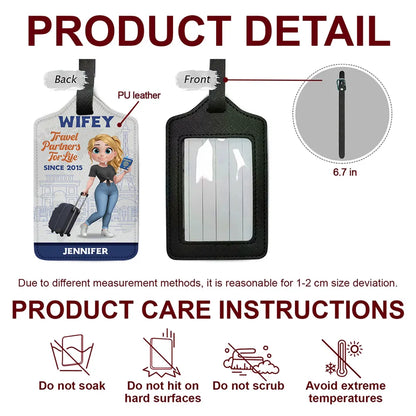 Custom Leather Luggage Tag, Travel Partners For Life With Suitcases, Creative Gift for Partner