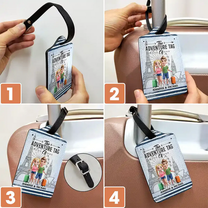 Leather Luggage Tag Personalized Travel Gift for Couples, And So The Adventure Begins, Stylish Luggage Identification for Trips